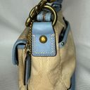 Coach Blue & Tan Legacy Double Pockets Turn Lock Satchel Canvas & Leather #13102 Photo 2