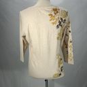 Coldwater Creek  Three Quarter Sleeve Oatmeal Autumn Flock Tee Size Large Photo 5