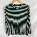 Vince  Stripe Bracelet Sleeve Crewneck T-shirt Green Tan Size XL Photo 1