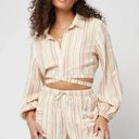 l*space L* Play It Cool Wrap Crop Top in Cream and Tan Women's Size XL Photo 2