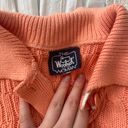 Vintage Light Orange Coral Cable Knit Collared Short Sleeve Top Photo 3