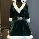ma*rs Short Green Hooded Dress White FauxFur Trim  Claus Santa Christmas Size L NEW Photo 0