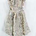 Tracy Reese  White Beige Silk Mod Floral Strapless A-Line Mini Dress Photo 9