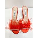 Nina  Sandals Womens Size 6 Red Feather Embellished Slip On Open Toe Shoes Photo 2