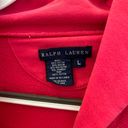 Ralph Lauren Hot Pink Sweatshirt Cardigan with Navy Blue Logo, Size Large Photo 2