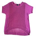 a.n.a  Womens Sweater Shirt Top Short Sleeve Loose Knit Crochet Pullover Red Large Photo 4