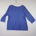 Isaac Mizrahi  Live Women's 2X Blue 3/4 Sleeve Flower Jewel Pins Blouse New Photo 1