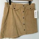 Urban Outfitters NWT  Womens L Tan Corduroy Snap Front Mini Skirt Y2K Academia Photo 0