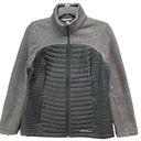 Eddie Bauer  Womens Down Fleece Puffer Jacket Sz S Gray Black Insulated Full Zip Photo 0