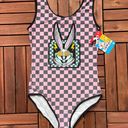 Looney Tunes Bodysuit Bugs Bunny Pink Trippy Check M Photo 0