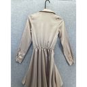 Pretty Little Thing Pretty Little Things Women's Dress Hi Low Beige Long Sleeve Size 4 Surplice Photo 2