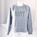 Rae Dunn  Sweatshirt “HAPPY” Heather Grey Long Sleeve Loungewear Size M NWT Photo 0