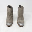 Isola [] Tan Suede Leather Chunky Heel Ankle Boots Metallic Burnished Toe Size 9 Photo 1