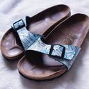 Birkenstock  Papillio White/Blue Abstract Design Sandals Women's Size 39 (8) Photo 0