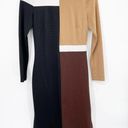 Slate + Willow  Joelle Knit Colorblock Brown Black Long Sleeve Midi Dress Size S Photo 2