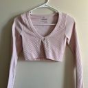 Garage Baby Pink Ribbed Long Sleeve Crop Photo 0