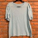 Chico's  Top Women's Large‎ Light Blue Puff Sleeve Slub Tee Cotton Blend T-Shirt Photo 0