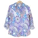 Chico's  Womens S No Iron Paisley Print Button Down Photo 1