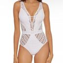 Becca NWT  by Rebecca Virtue Color Play White Crochet One Piece Swimsuit Photo 0