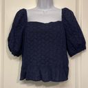 Draper James Women's  RSVP Puff-Sleeve Square Neck Peplum-Hem Top Size Large EUC Photo 1