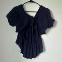 Free People  Charlotte V-Neck Blouse In Evening Eclipse Large NWOT Open Back Photo 3