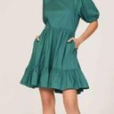 Peter Som Green Puff Sleeves Open Tie Back Ruffle A-line Summer Mini Dress 6 Photo 1