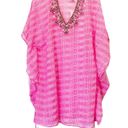 Yumi Kim NWT  Maze Cover Up Jeweled Beaded Cinched Kaftan Hot Pink Sheer Size M/L Photo 6