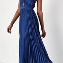 Lulus Navy Satin Pleated Halter Dress Photo 0