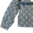 Solitaire  Women’s Sz L NEW Denim Floral Ruffle Eyelet Lace Cropped Shirt Jacket Photo 5