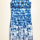 Talbots  Blue Floral Gingham Sleeveless Fit Flare Sleeveless Pockets Dress Size 4 Photo 3