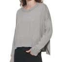 DKNY NWT!  Gray Studded Crew Neck Pullover Sweater XL Photo 0