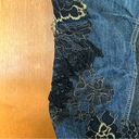 Bebe Long Denim Lace Applique Embellished Maxi Gusset Skirt Y2K Art to Wear Photo 7