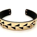 Stella & Dot  Addison Black & Gold Tone Leather Cut out Cuff Bracelet Photo 0