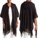 Vince Camuto  Feels Like Home Hooded Fringe Hem Ruana Cape Wrap, Black, NWT Photo 1