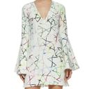 Alexis  Giovanna Flounce Bell Sleeve 100% silk Geometric Mini Dress size L 8-10 Photo 3