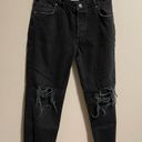 Free People  Maggie Mid-rise Straight Button Fly Jeans Washed Black Size 28 Photo 4