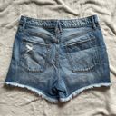 Good American  Ultra High Rise Destroyed Distressed Denim Mini Booty Shorts 28 Photo 1