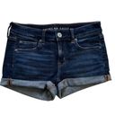 American Eagle  Shorts Super Stretch Mid Rise Cuffed Shortie Denim Jean Size 4 Photo 0