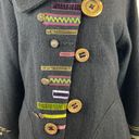 Buttons NEW Carson Black Wool Jacket Decorative  Appliquéd Fabric Size Large Photo 3