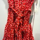 Eliza J NWT  Red Floral Short Sleeve Flutter Wrap Dress Size 10 Photo 4