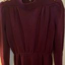 St. John  Marie Gray Burgundy Santana Knit Midi Dress Shoulder Buttons Size 6 Photo 3