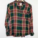 Canyon River Blues  Green Plaid Print Button Front Shirt Women's Size Large L Photo 0