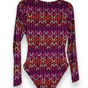 Trina Turk  Size M Black Pink Echo Paddle Suit Long Sleeve Deep V Neck New $182 Photo 1