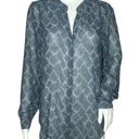 Banana Republic  Shirt Womens Small Blue Geometric Blouse Button Front Sheer Work Photo 0