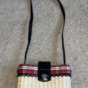 Brighton  straw plaid shoulder bag, long black leather strap, magnetic clasp Photo 0