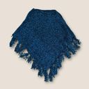 Chico's Chico’s Chenille Fringe Poncho Turquoise One Size Photo 1