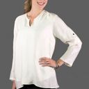 J.Jill  Cream or Ivory color blouse top Women’s Size Large Roll Tab Sleeves Photo 11