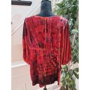 One World  Women's Red Velvet V-Neck Long Sleeve Casual Tunic Top Blouse Size 1X Photo 6