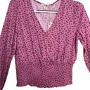 Daisy  & Delilah Pink Cropped V Neck Smocked Blouse Size M Photo 1