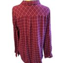 Harper  Lace Up Grid Print Blouse Sz L Photo 6